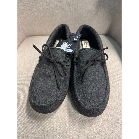NWT Mens Dluxe by Dearfoams Charcoal Gray Dilan Slippers - Small (7/8) - Picture 2 of 4